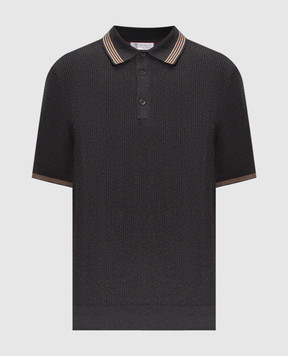 Brunello Cucinelli Серое поло с контрастными полосками M29204205P