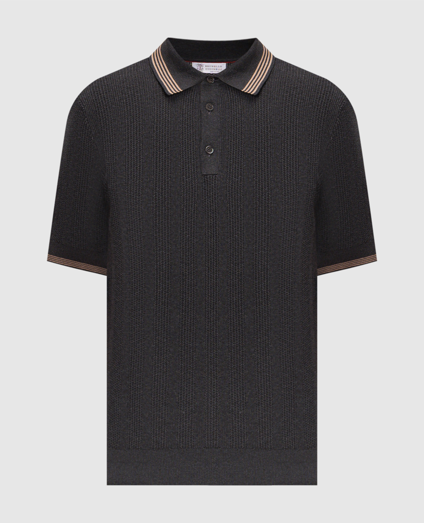 Серое поло с контрастными полосками