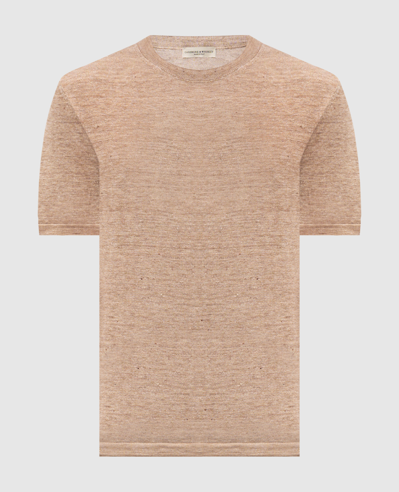 Бежевая футболка из льна и шелка