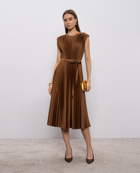 JOSEPH Коричневое платье-плиссе Volta JF009603