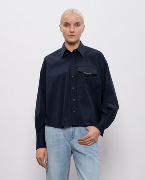 Brunello Cucinelli Синяя рубашка с цепочкой мониль M0091MY506