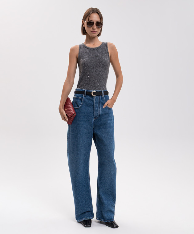 Allude Сірий топ з кашеміру та шовку 26577112 зображення 2