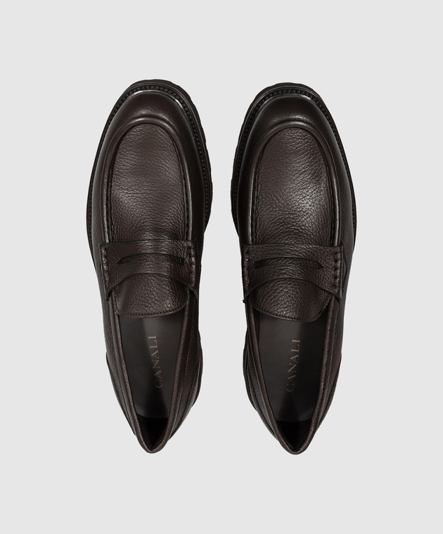 Canali Коричневые кожаные лоферы RF01356611244 изображение 4