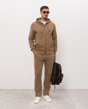 ISAIA Коричневые спортивные штаны с вышивкой эмблемы MP0057J0411
