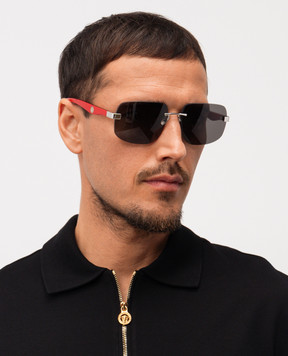 Stefano Ricci Сріблясті сонцезахисні окуляри Рrestige SG32PMEWOOD