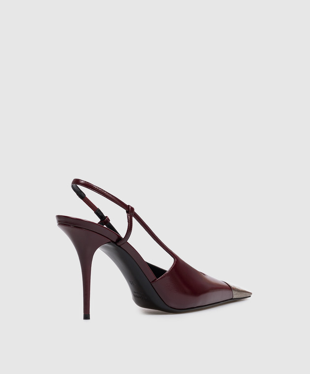 Saint Laurent Бордові шкіряні слінгбеки JEANNE 841158AAFGC зображення 3