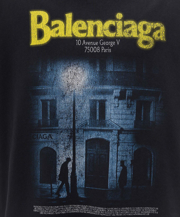 Balenciaga Чорна футболка The Address 764235TUVO6 зображення 5