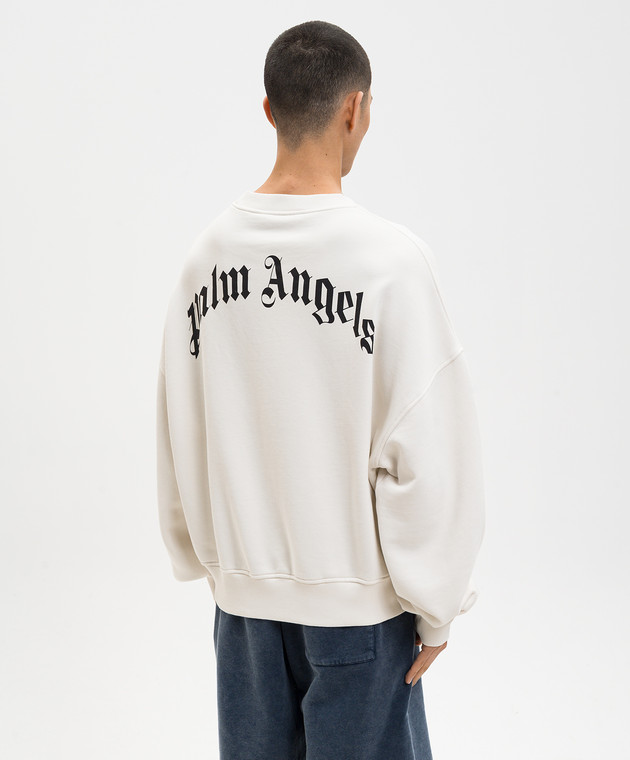 Palm Angels Свитшот цвета айвори с принтом логотипа PMBA08JS26FLE004 изображение 4