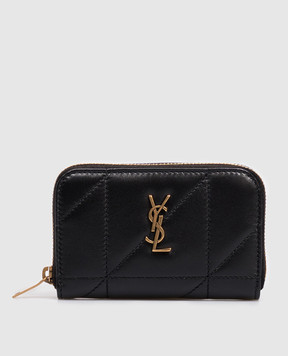 Saint Laurent Черный кожаный кошелек JAMIE 863317AAG7X