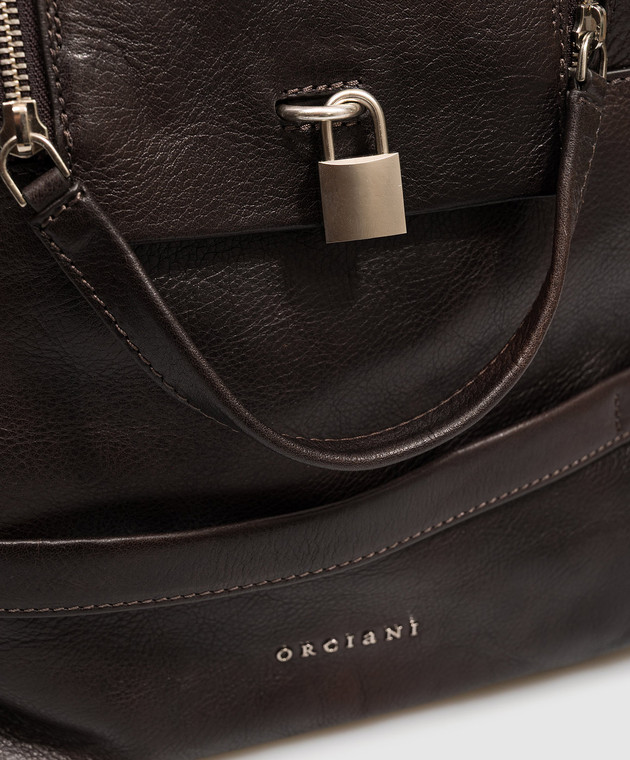 Orciani Коричневая кожаная дорожная сумка P00761LGN изображение 4