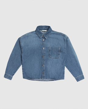 Palm Angels Детская синяя джинсовая рубашка с принтом логотипа PBYD006S26DEN001