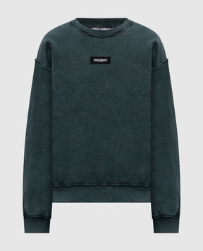 Dolce&Gabbana Зелений світшот з нашивкою логотипа G9CAKTG7P1R