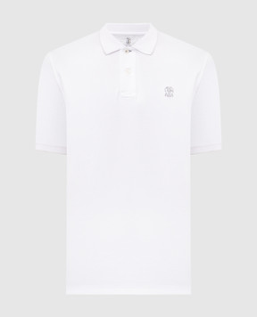Brunello Cucinelli Біле поло з вишивкою емблеми M0B139779G