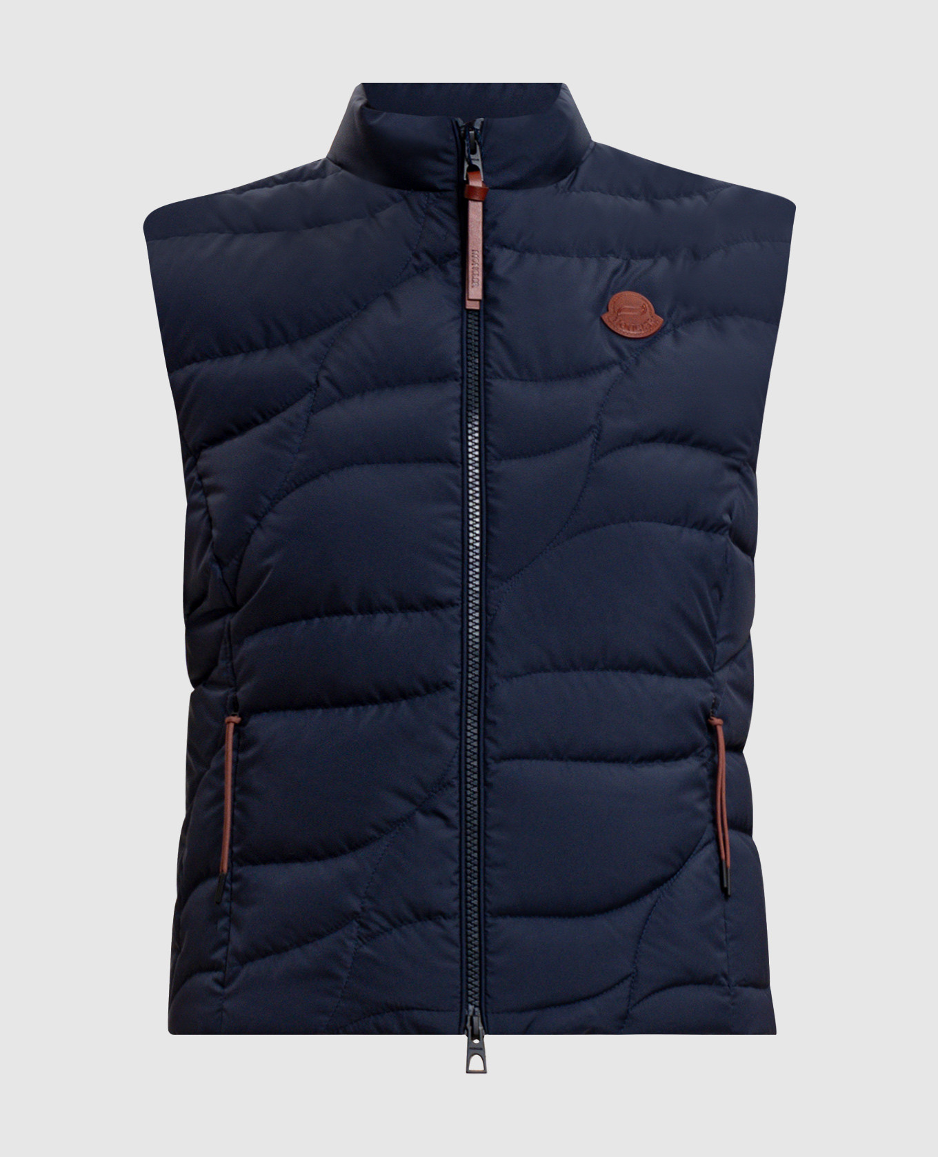 

Синий пуховый жилет с патчем, Верхняя одежда