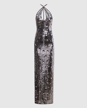 Nissa Серебристое платье с пайетками и кристаллами RRS16288