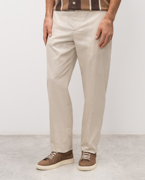 ISAIA Бежевые брюки с вышивкой эмблемы PNN046P9100