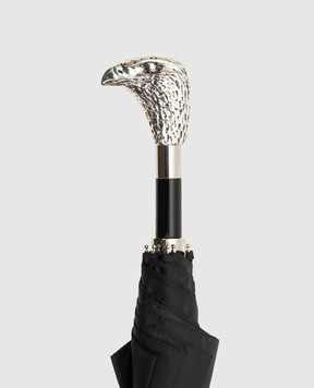 Pasotti Черный складной зонтик Silver Eagle OMITUO64SRASOSERGE14
