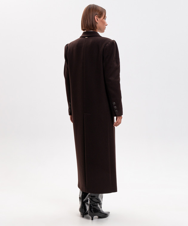 Twinset Коричневое двубортное пальто с шерстью 262TP2450 изображение 4