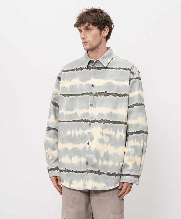 Off-White Серая джинсовая рубашка TieDye 44MES01FZ26F001 изображение 3