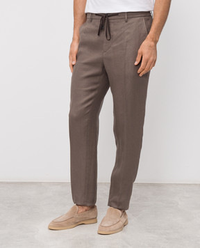 Peserico Коричневі штани з льону R54295D02606