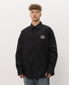 Off-White Черная рубашка с принтом логотипа и эмблемы 44MGE055F26F005