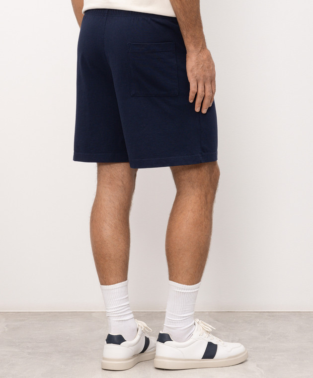 Sporty & Rich Синие шорты с принтом логотипа SH03976218BL106 изображение 4