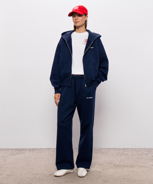 Sporty & Rich Синяя утепленная спортивная куртка с вышивкой логотипа ST10284300BL106w изображение 2