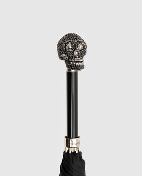 Pasotti Черный зонтик-трость Skull с кристаллами Swarovski OMITUO478RASOSERGE14
