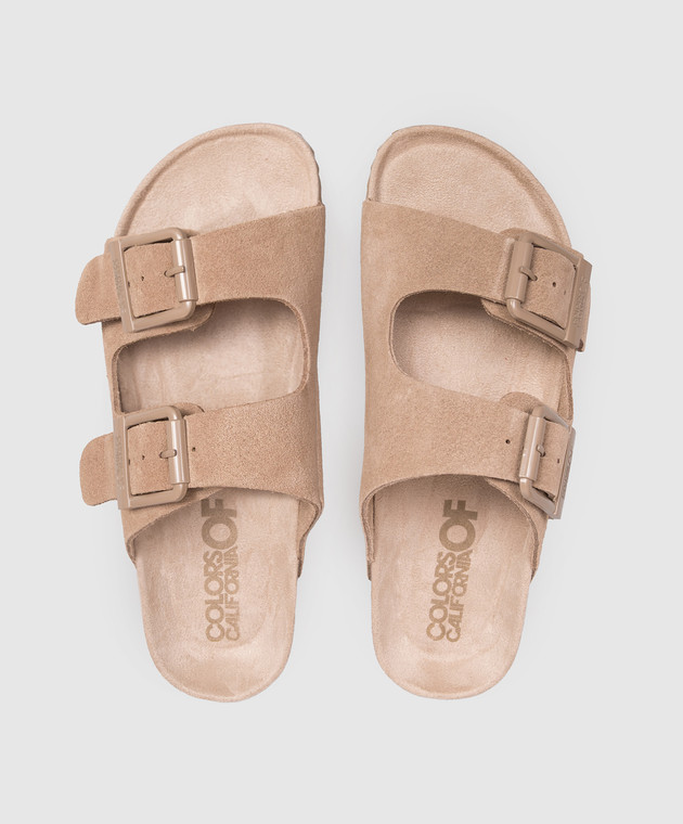 Colors of California Бежеві замшеві шльопанці SLOFI HCBIO56N зображення 4