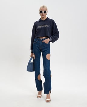 Off-White Синий свитшот-поло с логотипом OWBA07BF25FLE002