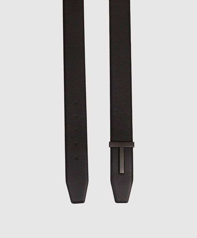 Tom Ford Черный кожаный ремень с матовой пряжкой TB178LCL236L изображение 3