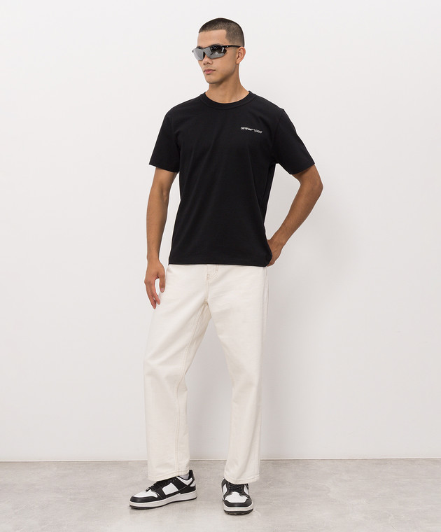 Off-White Черная футболка с принтом Logo 44MAA16MF26J00L изображение 2