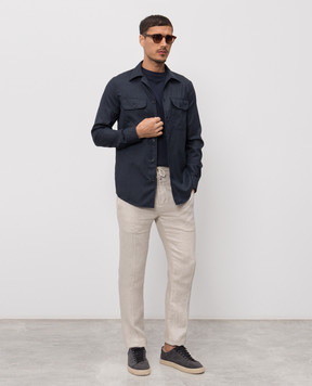 Doriani Cashmere Синя сорочка з вовни та шовку DOSLIDR42T196