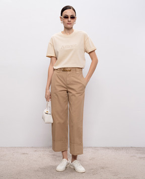 Twinset Бежева футболка з вишивкою 261TP2343