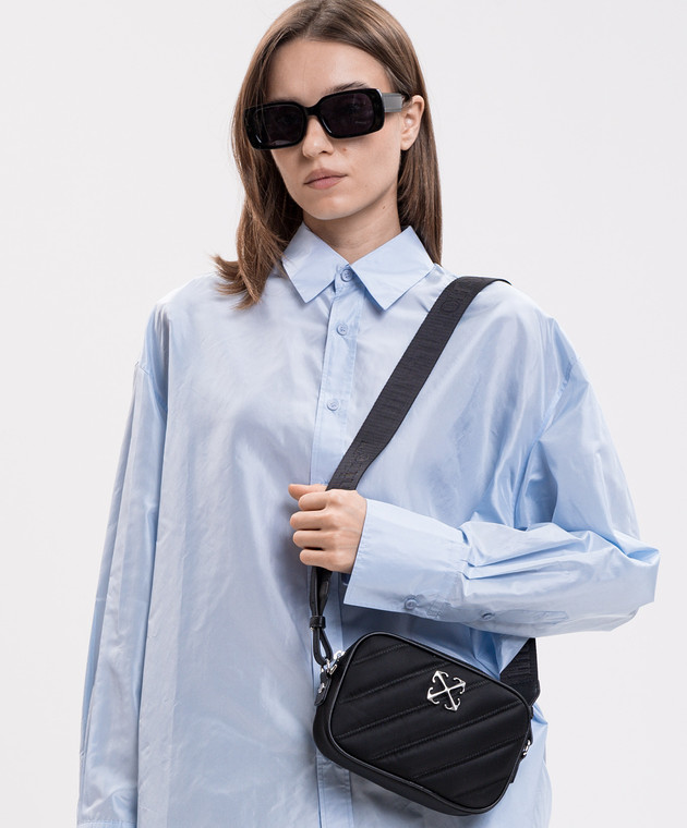 Off-White Чорна сумка крос-боді з фактурною емблемою OWWNQ07F26FB01 зображення 2