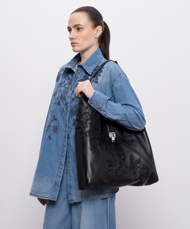 Ermanno Scervino Чорна шкіряна сумка Clio D483S305RFYK зображення 2