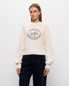 Sporty & Rich Свитер цвета айвори Joconde Riding Club из шерсти WS11785000WH37
