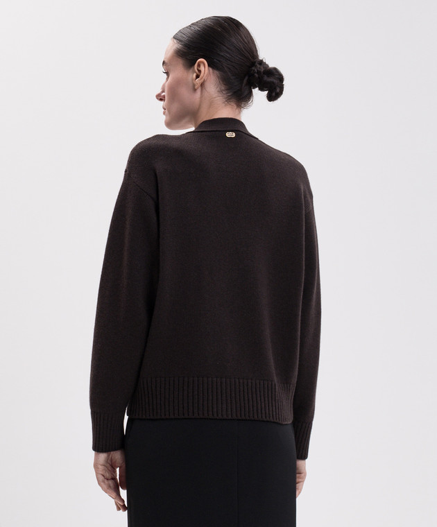 Agnona Коричневый кардиган из кашемира с аппликацией K4120980K050Q изображение 4