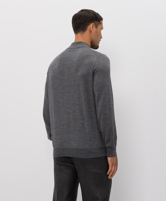 Brunello Cucinelli Меланжевое поло серого цвета из шерсти и кашемира M2400295 изображение 4