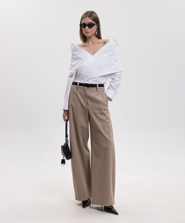 Balenciaga Рубашка с открытыми плечами цвета айвори 872123TRM28 изображение 2