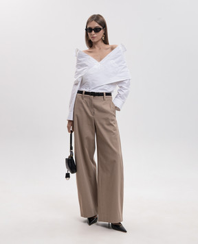 Balenciaga Рубашка с открытыми плечами цвета айвори 872123TRM28