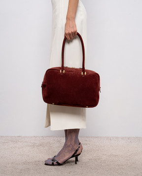 Christian Villa Бордовая замшевая сумка с логотипом 06236TE