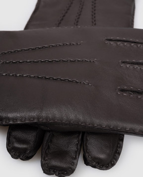 Trussardi Коричневі шкіряні рукавички з емблемою E302X000003NMG001L40