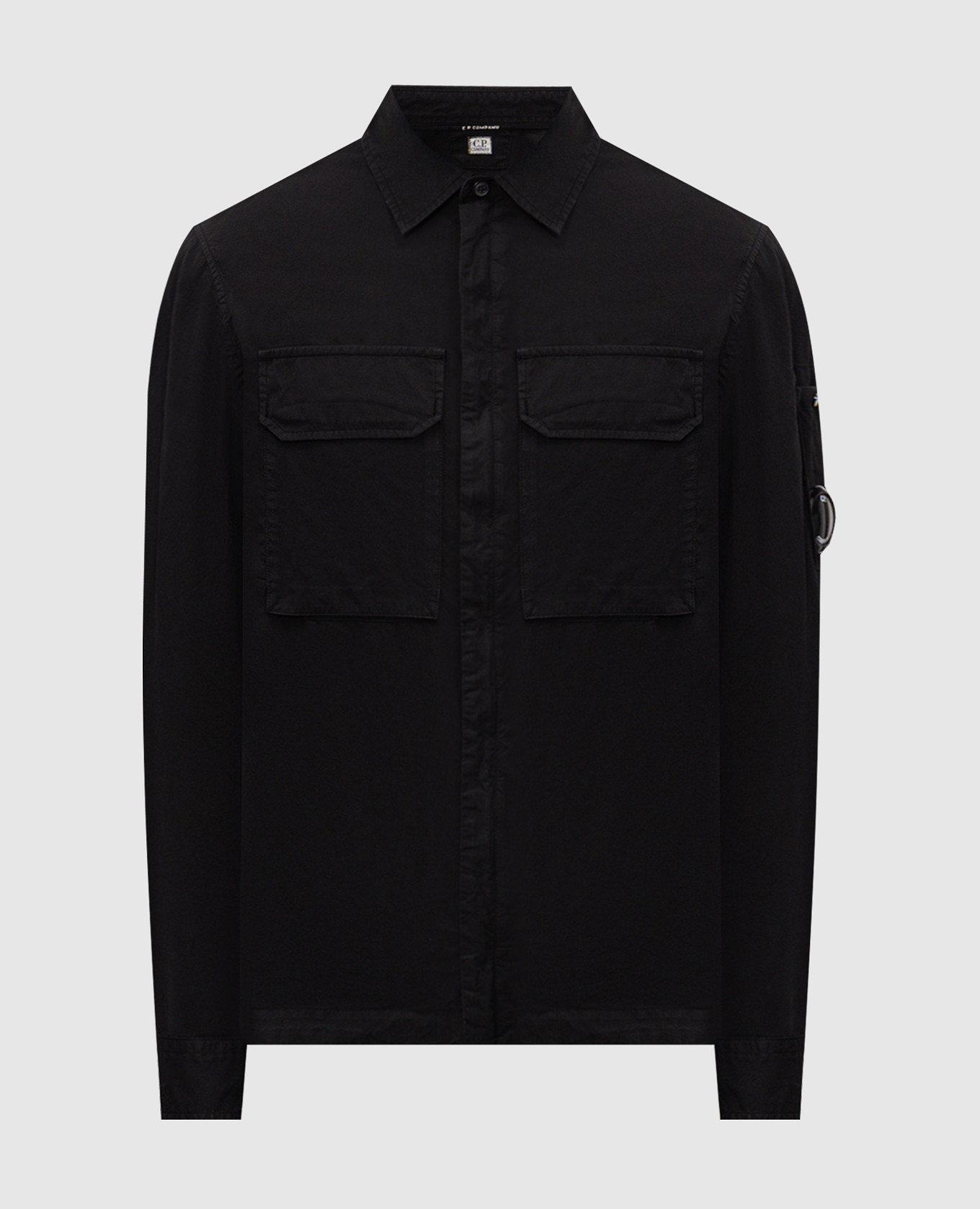 Черная рубашка на молнии с логотип патч