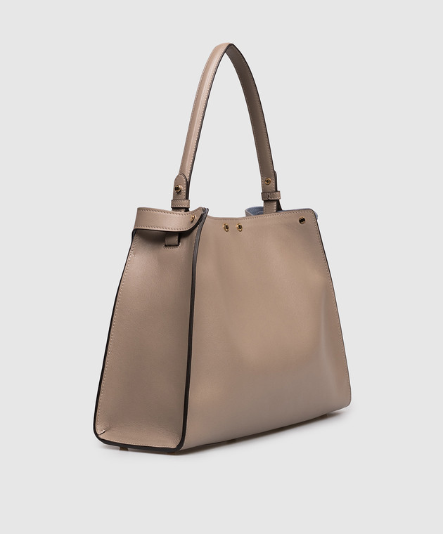 Fendi Бежевая кожаная сумка-трапеция Way 8BN368AWPF изображение 3