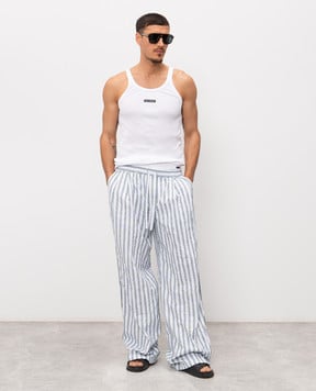 Dolce&Gabbana Білі піжамні штани в смужку GP1N9TFRMD9