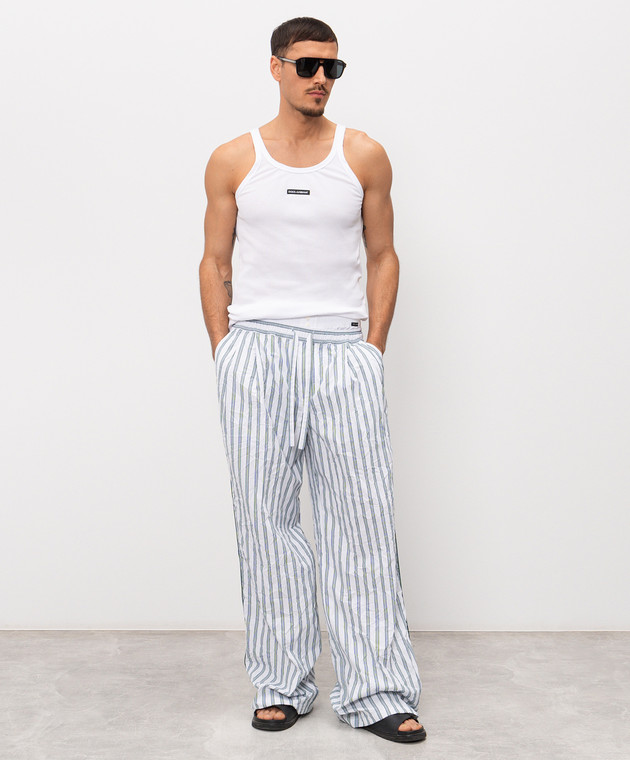 Dolce&Gabbana Білі піжамні штани в смужку GP1N9TFRMD9 зображення 2