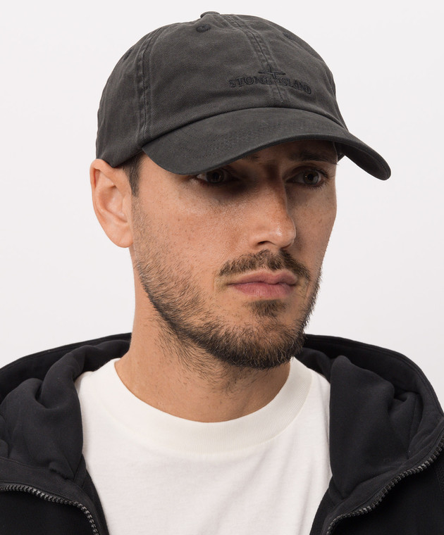 Stone Island Чорна кепка з вишивкою логотипа L2S159100007S0106 зображення 2