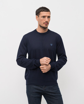 Versace Синий джепер из шерсти, шелка и кашемира 10218661A16169